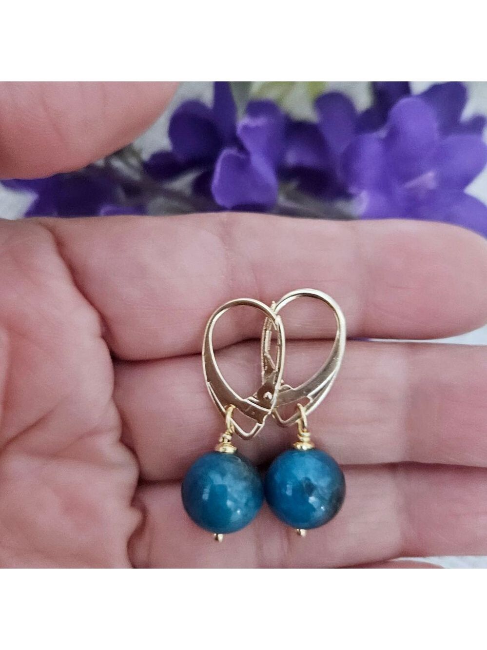 Blue Apatite Dangle Earrings